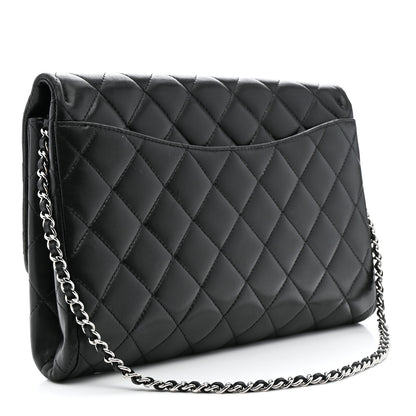 Chanel Lambskin Quilted Clutch With Chain Flap Black 3 of 14