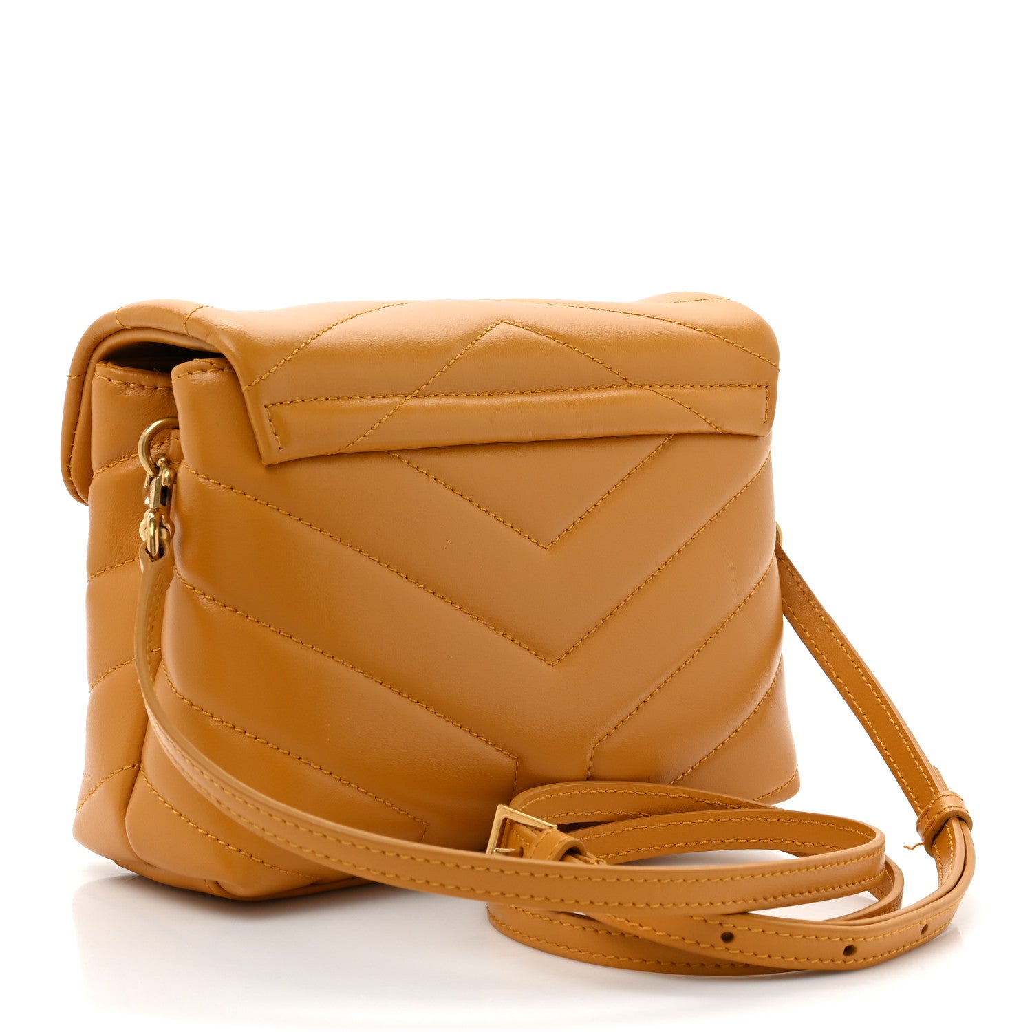 Saint Laurent Calfskin Y Quilted Monogram Toy Loulou Crossbody Bag Cheddar 3 of 11