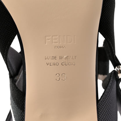 Fendi Technical Mesh Colibri 55mm Slingback Pumps 39 Black Asfalto 6 of 11