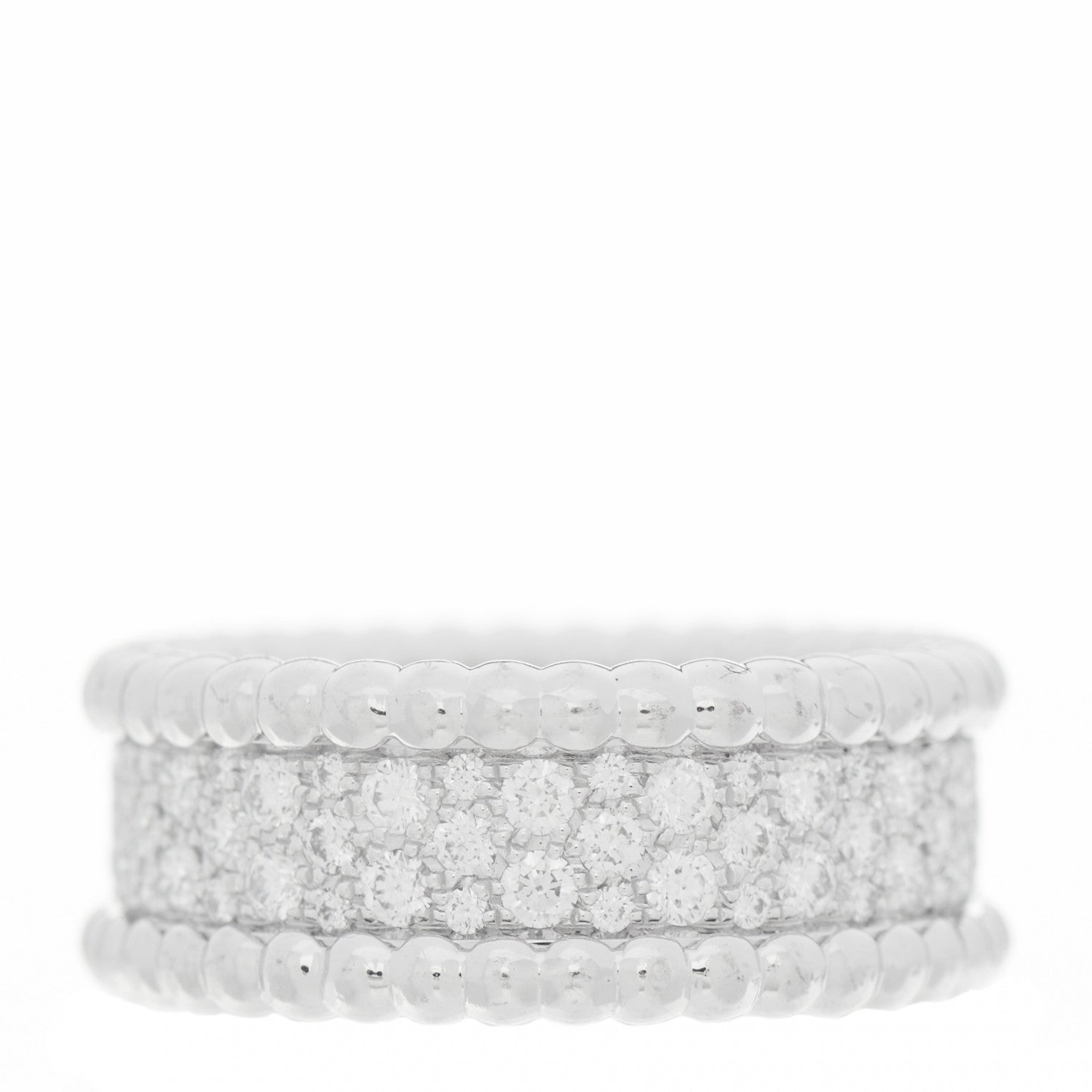 Van Cleef & Arpels 18K White Gold Diamond Perlee 3-Row Ring 51 5.75 3 of 5
