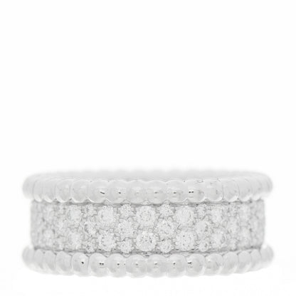 Van Cleef & Arpels 18K White Gold Diamond Perlee 3-Row Ring 51 5.75 3 of 5