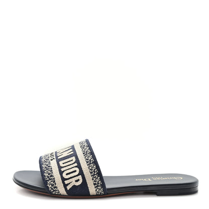 Christian Dior Canvas Embroidered Dway Mules Slide Sandals 36.5 Deep Blue 1 of 9