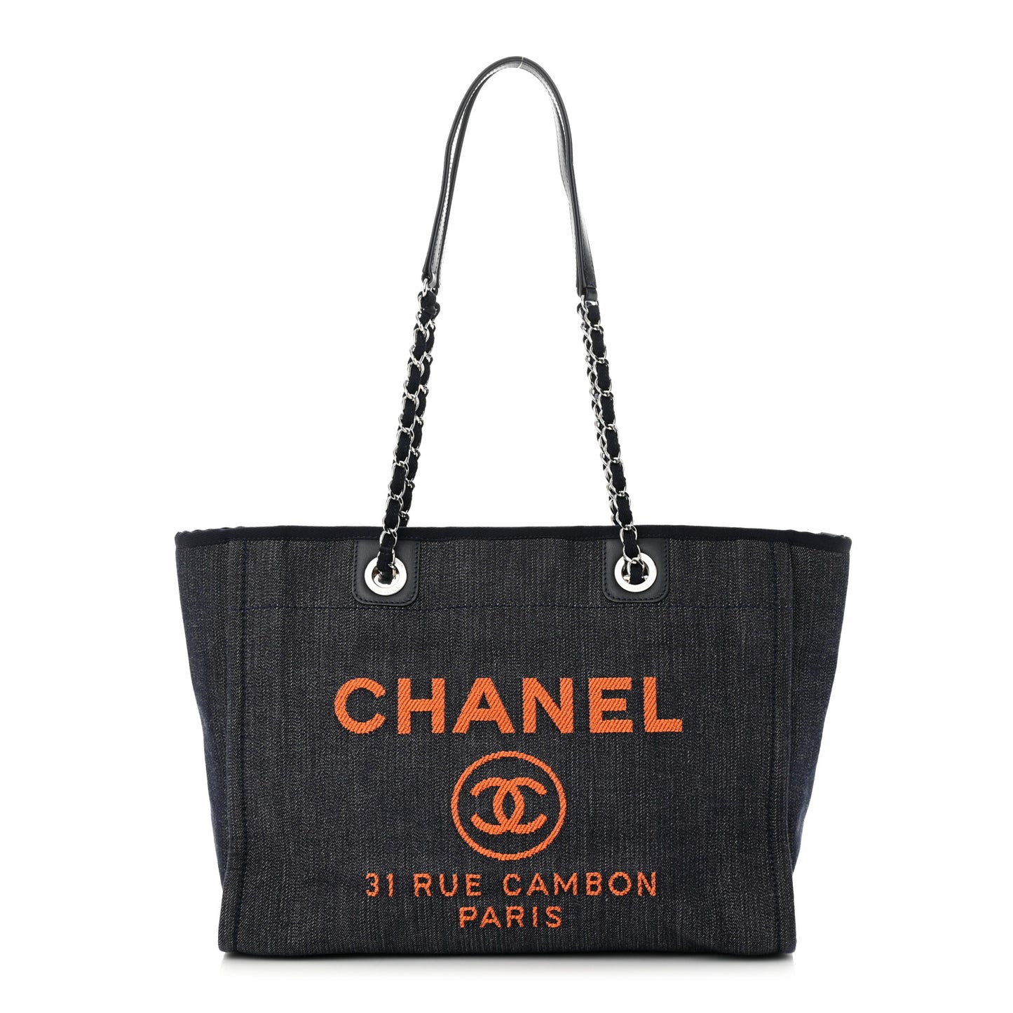 Denim Small Deauville Tote Blue Orange