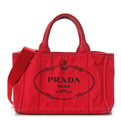 Prada Canapa Small Logo Tote Rosso 1 of 12