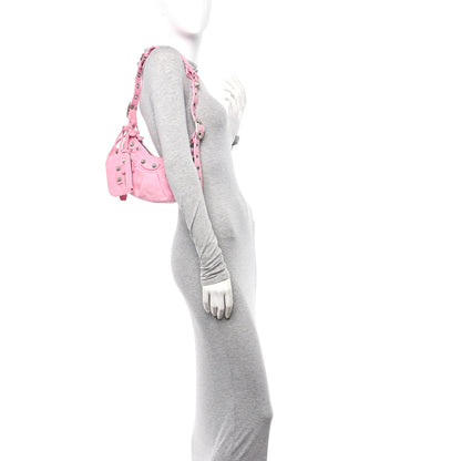 Balenciaga Washed Frayed Denim Crystal Le Cagole Shoulder Bag XS Denim Pink 2 of 10