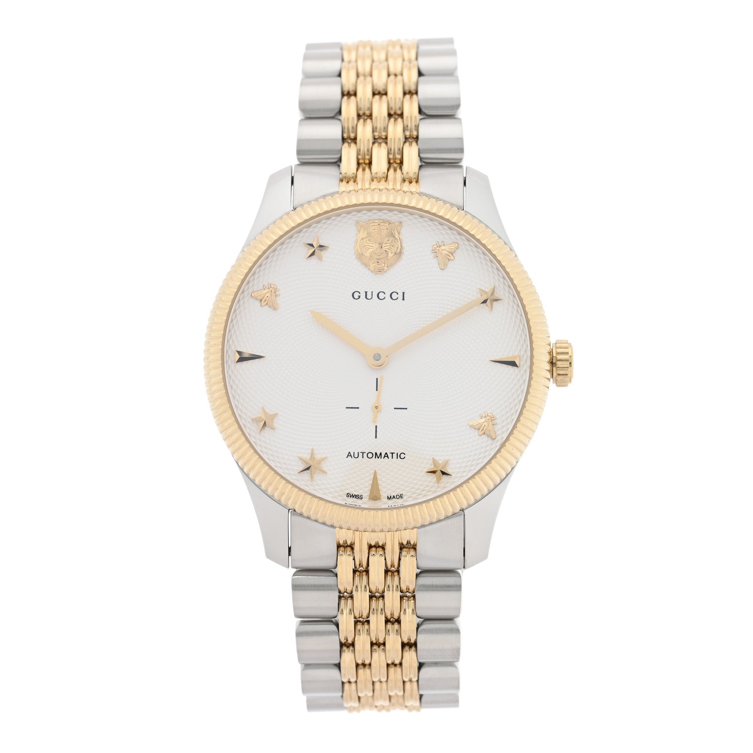 Gucci Stainless Steel 40mm G-Timeless Two Tone Charm Automatic Watch 1 of 4