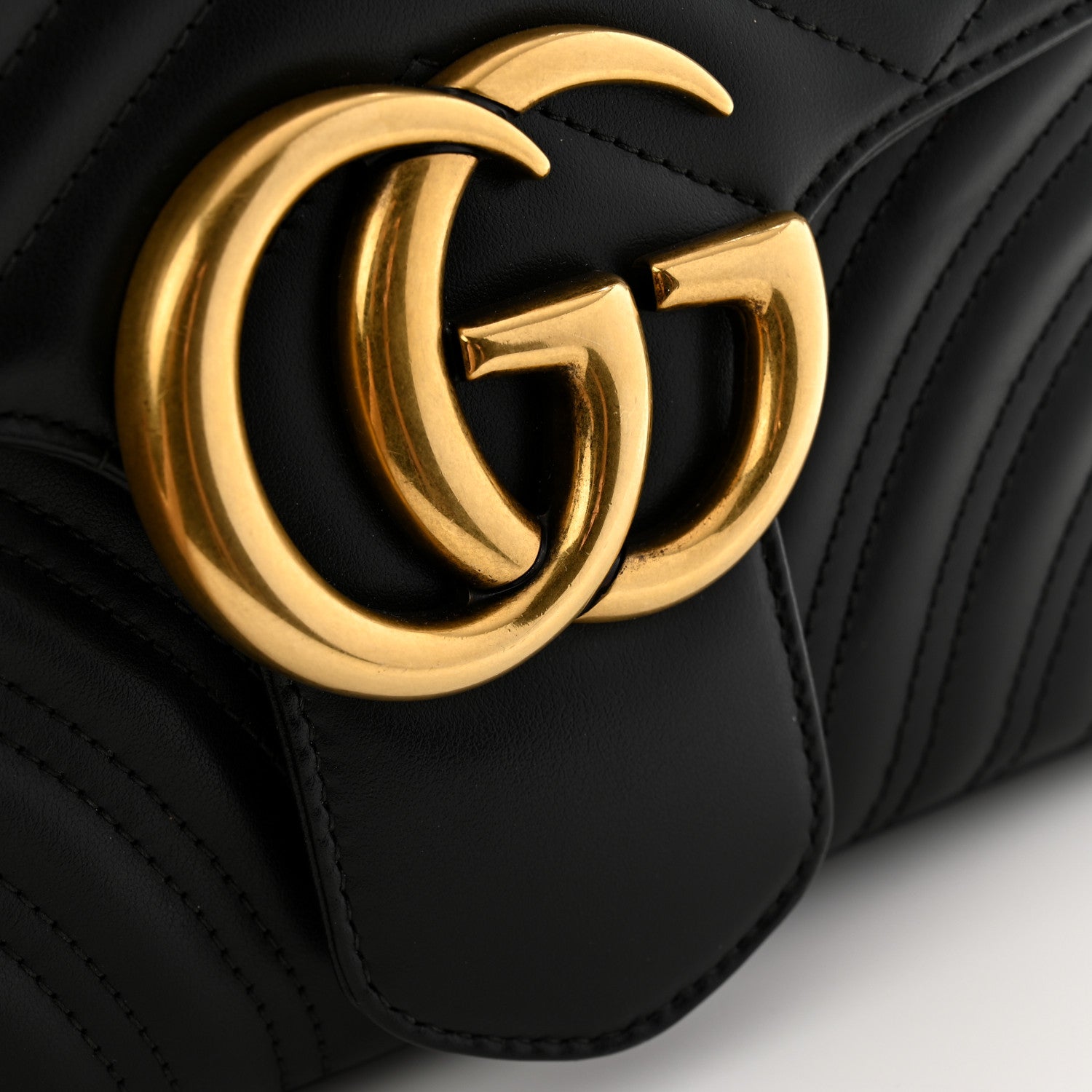 Gucci Calfskin Matelasse Medium GG Marmont Shoulder Bag Black 11 of 11