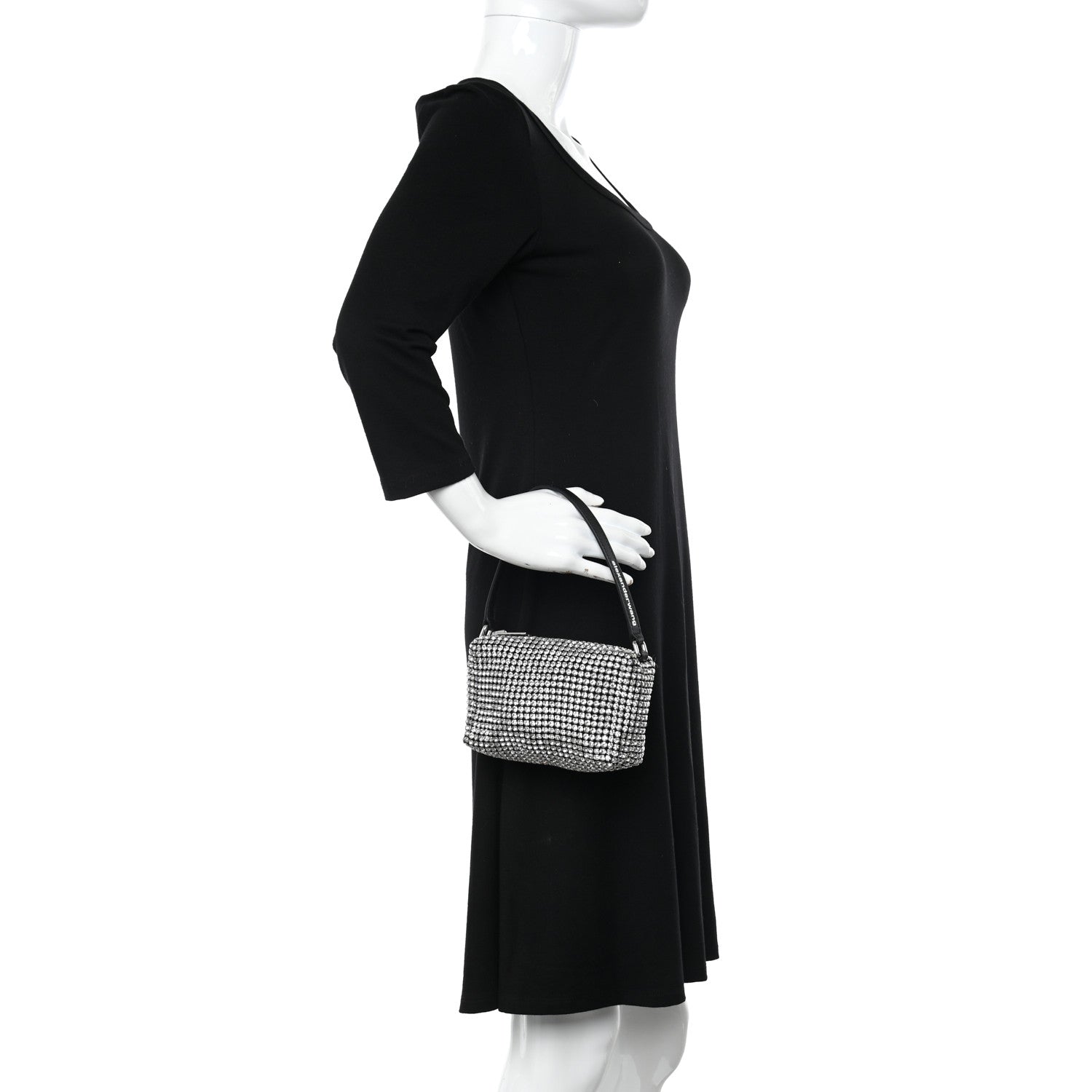 Alexander Wang Mesh Crystal Rhinestone Mini Heiress Pouch Black Silver 2 of 9