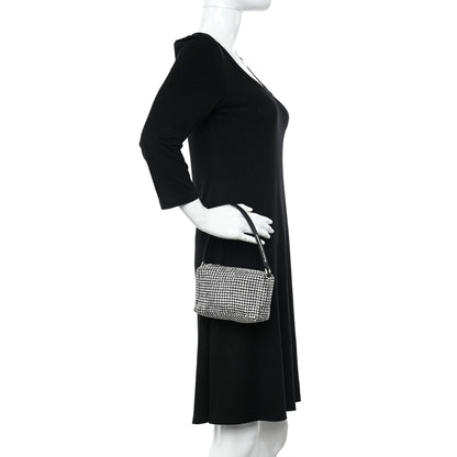 Alexander Wang Mesh Crystal Rhinestone Mini Heiress Pouch Black Silver 2 of 9