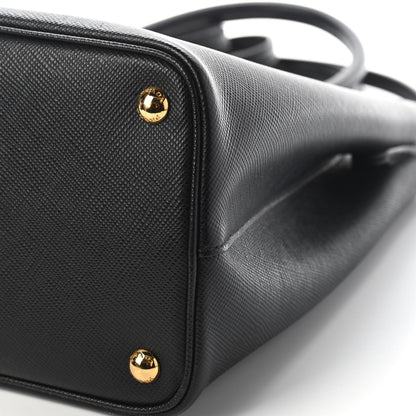 Prada Saffiano Cuir Medium Double Bag Black Mughetto 6 of 9