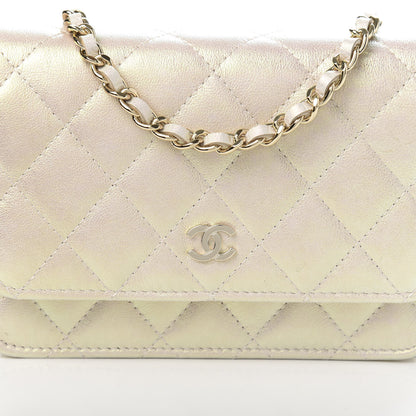 Chanel Iridescent Lambskin Quilted Mini Wallet On Chain WOC Ivory 10 of 11