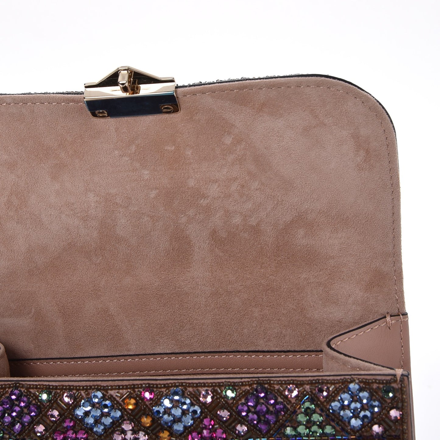 Vitello Crystal Embellished Small Glam Lock Rockstud Flap Multicolor
