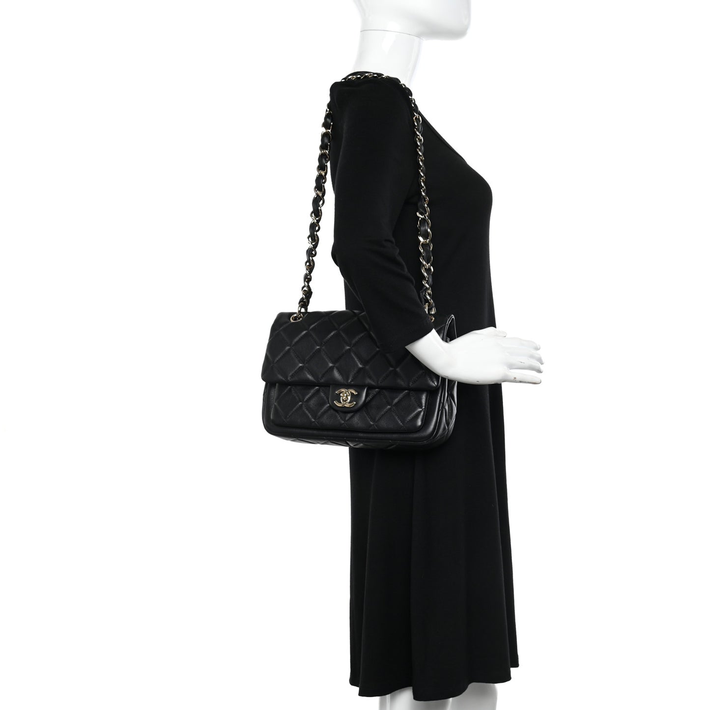 Lambskin Quilted Small Single Flap Black