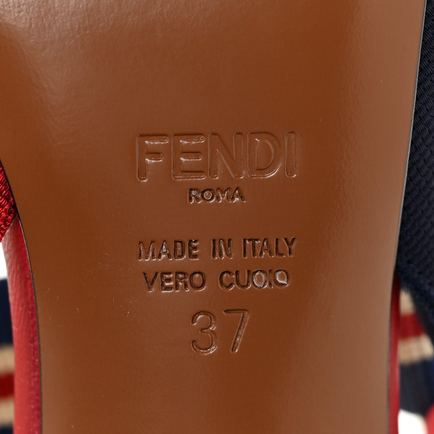 Fendi Technical Mesh FF Colibri 55mm Slingback Pumps 37 Tobacco Moro Zaffiro Ciliegia Rosso 10 of 13