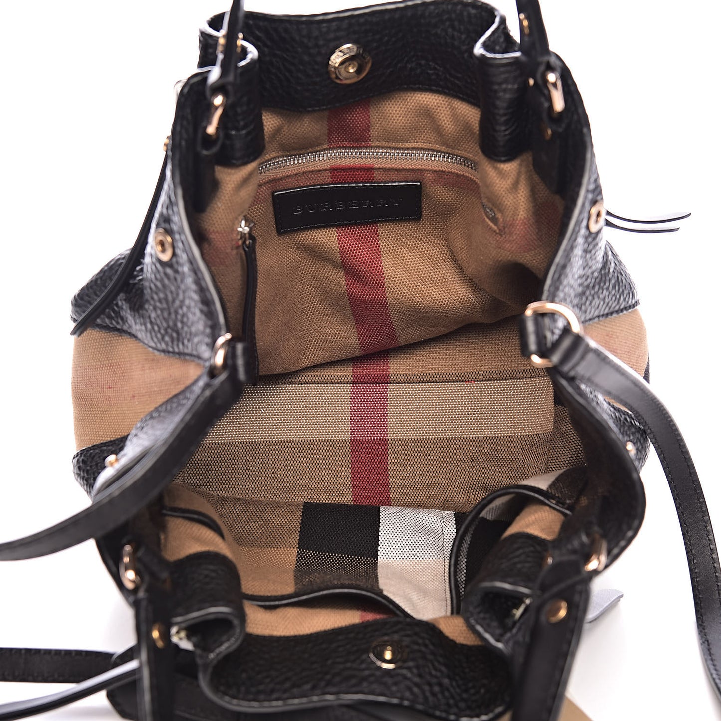 Grainy Calfskin House Check Small Maidstone Black