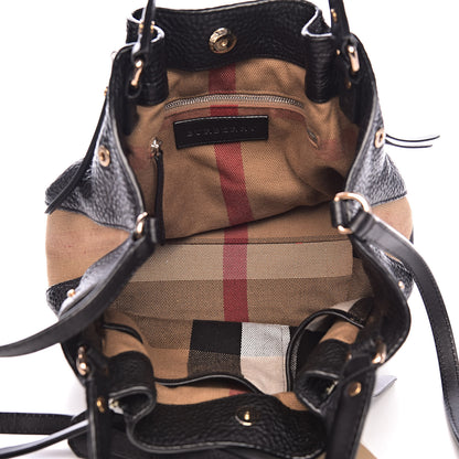 Burberry Grainy Calfskin House Check Small Maidstone Black 5 of 10