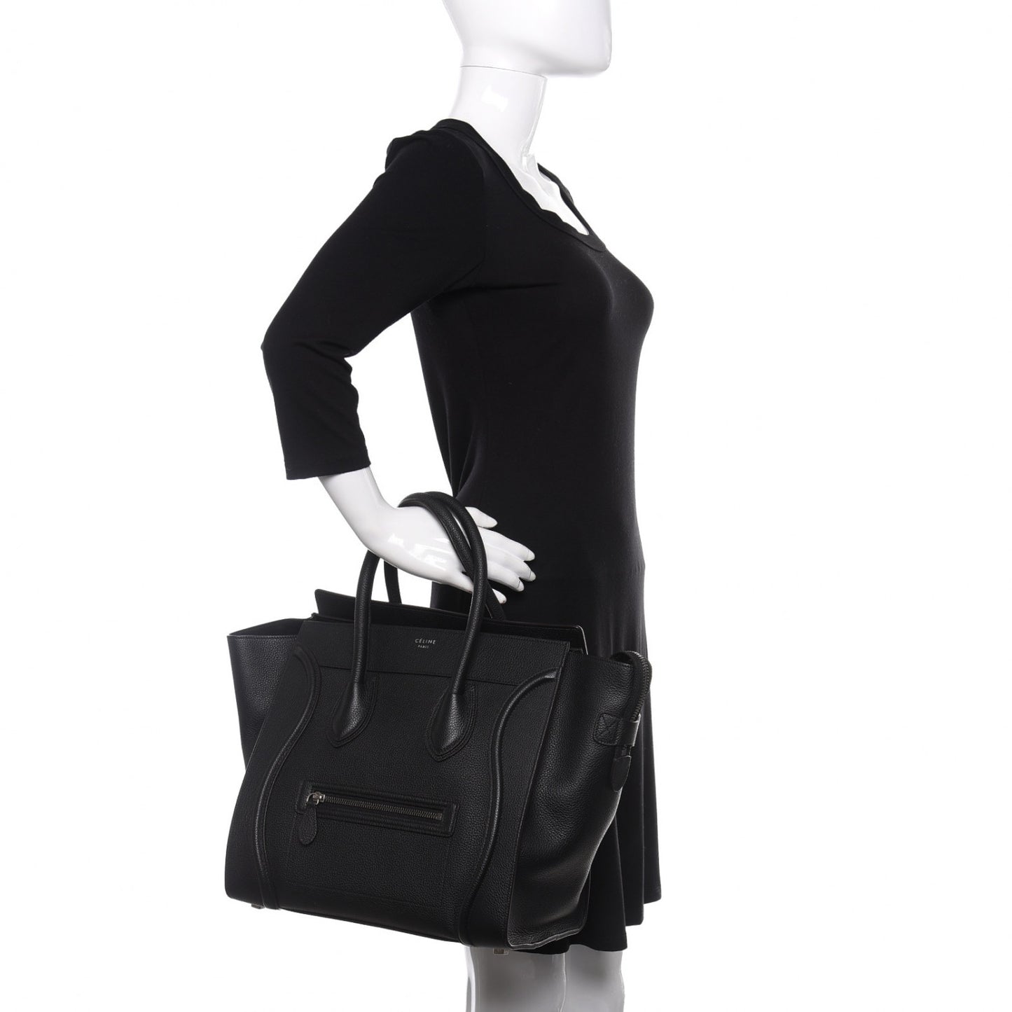 Drummed Calfskin Mini Luggage Black