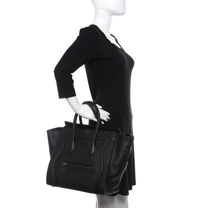 Celine Drummed Calfskin Mini Luggage Black 2 of 10