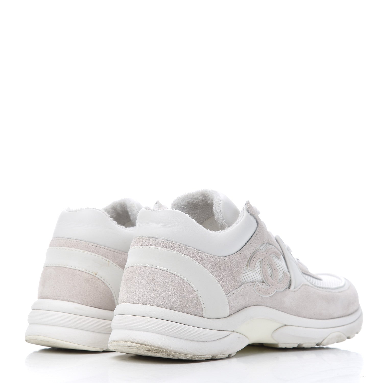 Chanel Suede Calfskin CC Sneakers 38.5 Pink White 4 of 29