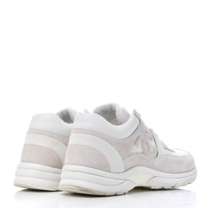 Chanel Suede Calfskin CC Sneakers 38.5 Pink White 4 of 29