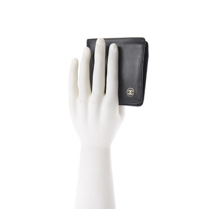 Chanel Grained Calfskin CC Button Bi-Fold Wallet Black 2 of 13