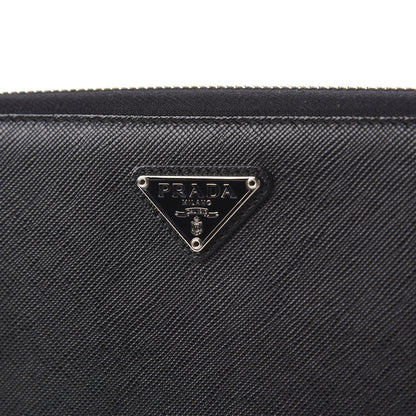 Prada Saffiano Metal Large Zip Around Travel Wallet Black 9 of 10