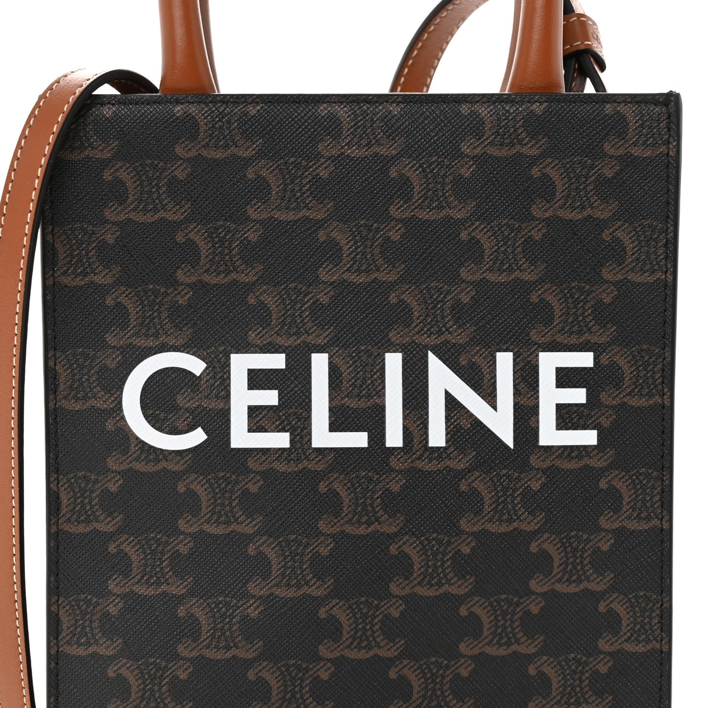 Triomphe Canvas Calfskin Mini Vertical Cabas Tan