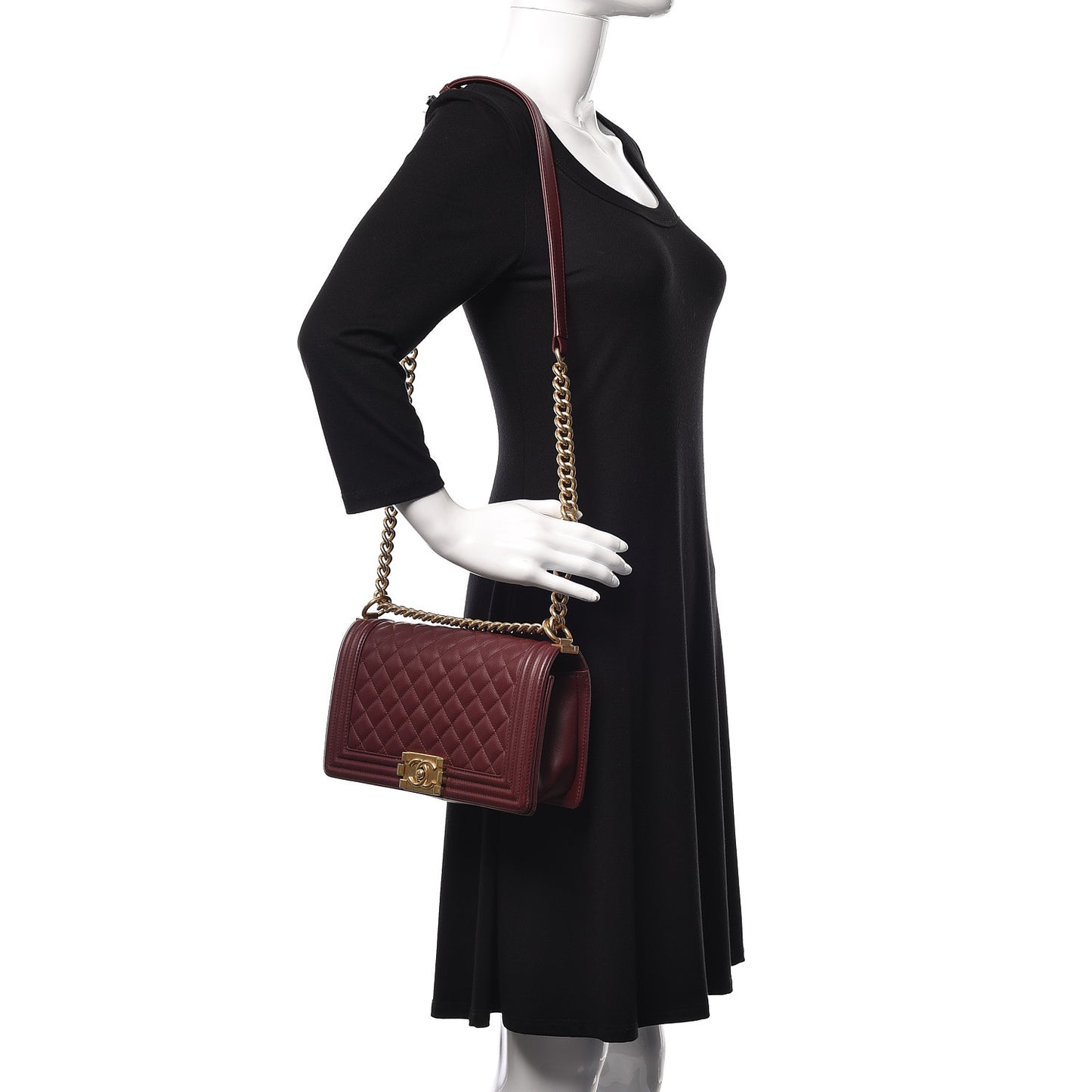 Calfskin Quilted Medium Boy Flap Burgundy