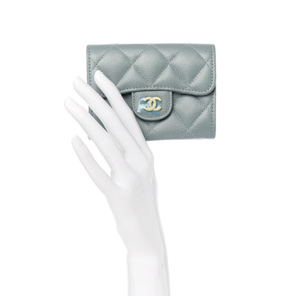 Chanel Iridescent Caviar Quilted Flap Card Holder Wallet Light Blue 2 of 8
