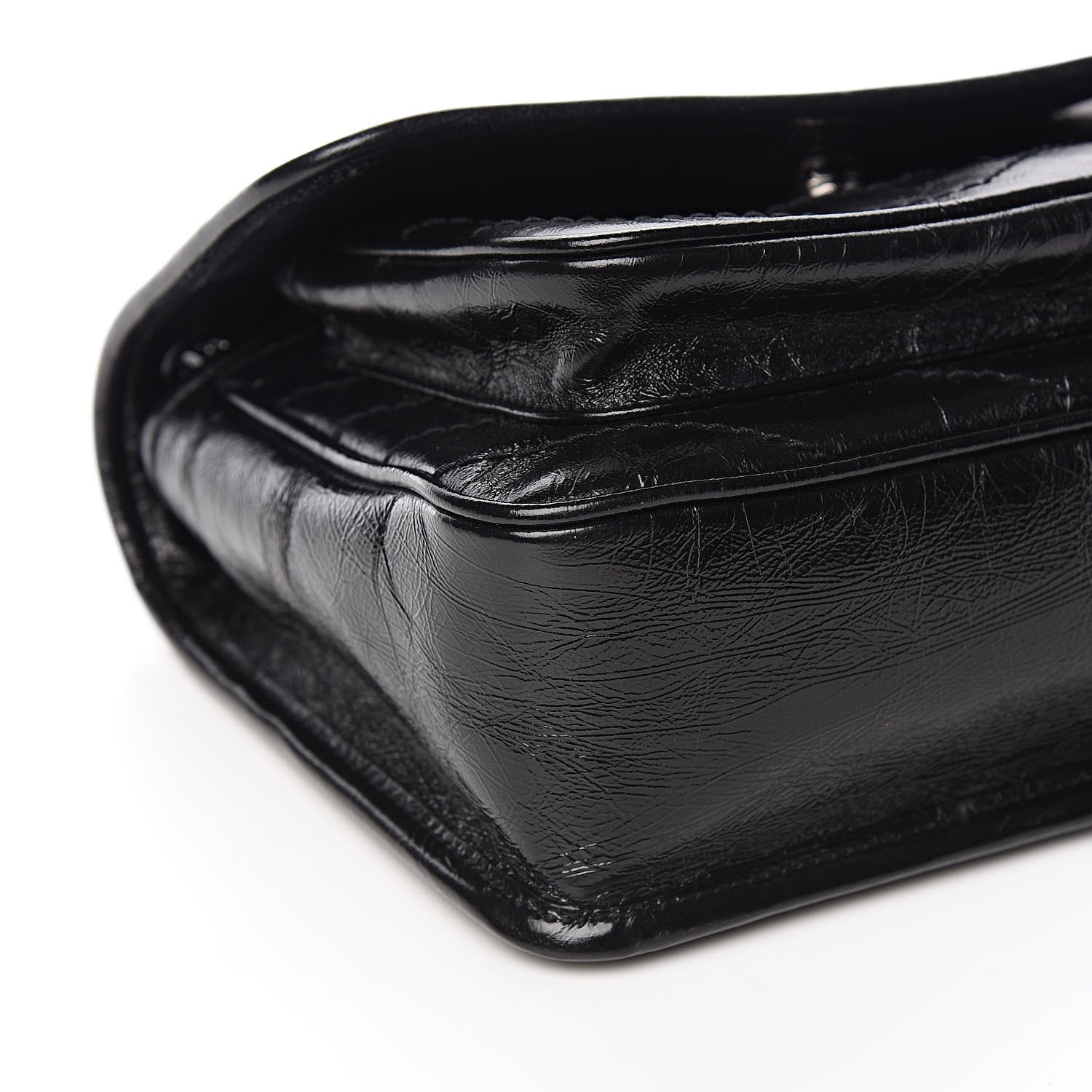 Saint Laurent Crinkled Calfskin Matelasse Monogram Baby Niki Chain Satchel Black 8 of 10