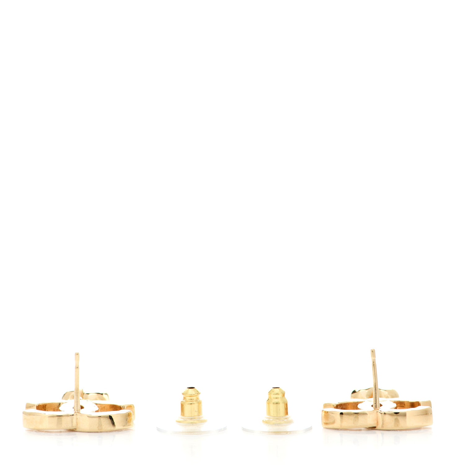 Chanel Metal Crystal CC Heart Drop Earrings Gold 3 of 5