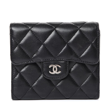 Chanel Lambskin Quilted Compact Flap Wallet Black 1 of 11