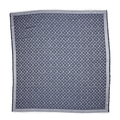 Louis Vuitton Silk Wool Monogram Denim Shawl Blue 1 of 12