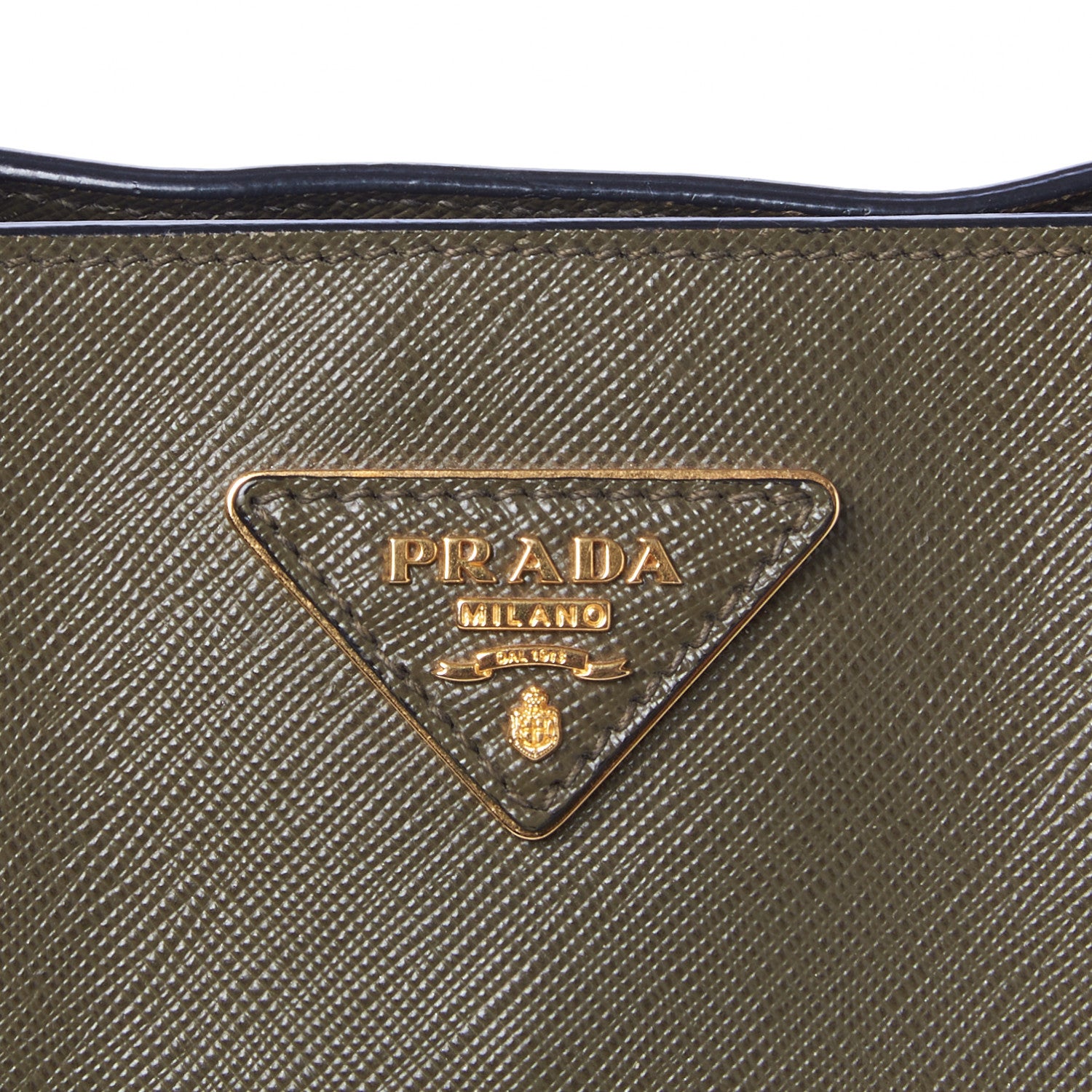 Prada Saffiano Lux Bi-Color Medium Tote Militare Black 7 of 9