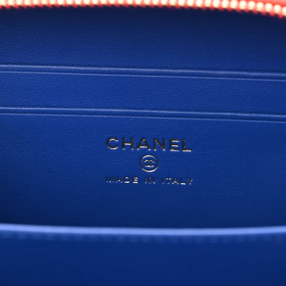 Chanel Caviar Quilted Filigree Vanity Clutch With Chain Blue White Red 6 of 10