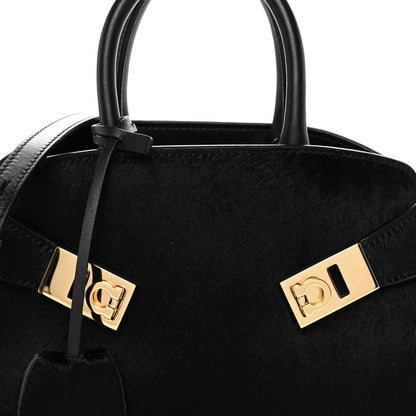 Salvatore Ferragamo Pony Hair Mini Hug Bag Black 7 of 10