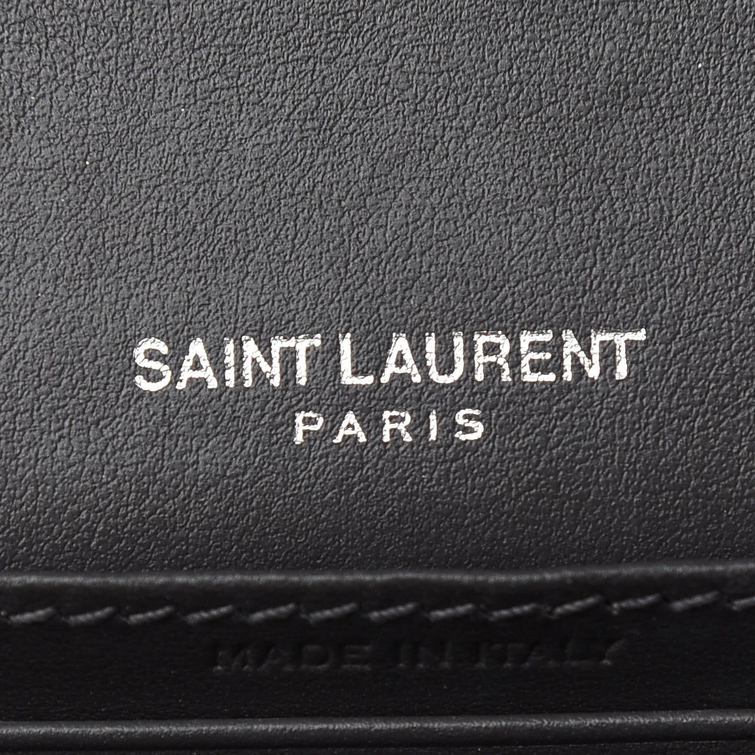Saint Laurent Calfskin Crocodile Embossed Monogram Sunset Chain Wallet Graphite 6 of 8