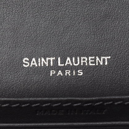 Saint Laurent Calfskin Crocodile Embossed Monogram Sunset Chain Wallet Graphite 6 of 8