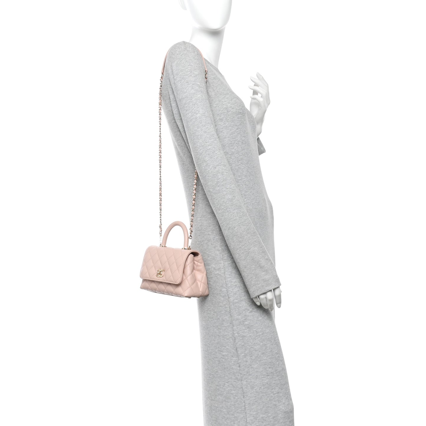 Caviar Quilted Extra Mini Coco Handle Flap Light Pink
