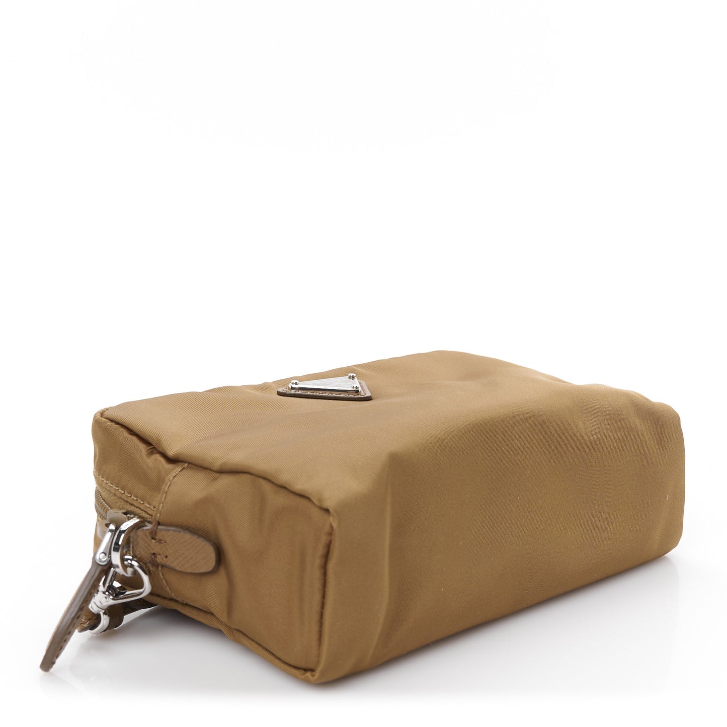 Re-Nylon Vela Saffiano Wristlet Brandy