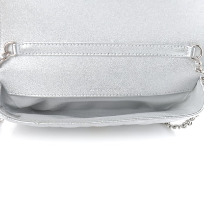 Chanel Metallic Lambskin Quilted Glasses Case With Chain Silver 5 of 12