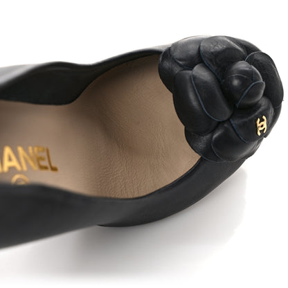 Chanel Lambskin Camellia Pumps 35 Black 10 of 12