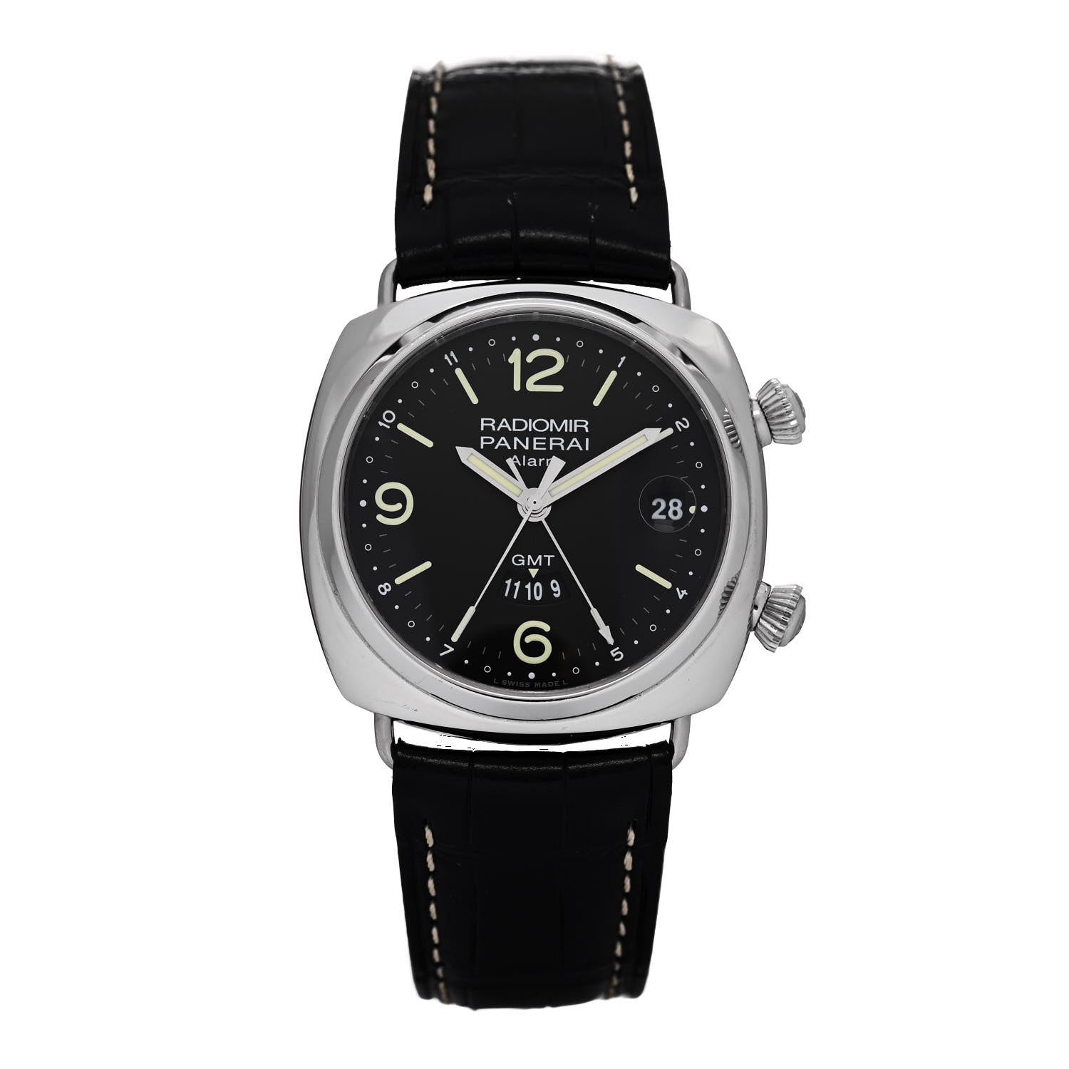 Panerai Stainless Steel Alligator 42mm Radiomir GMT Automatic Watch Black PAM00355 1 of 5