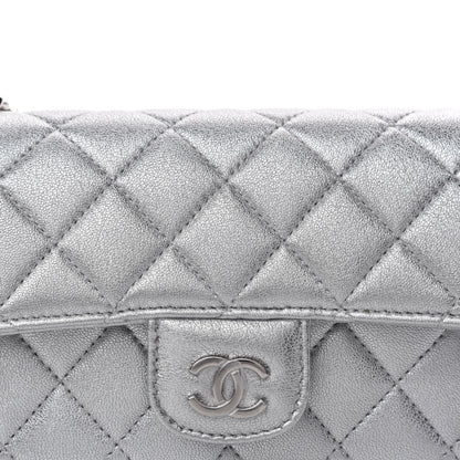Chanel Metallic Lambskin Quilted Glasses Case With Chain Silver 11 of 12