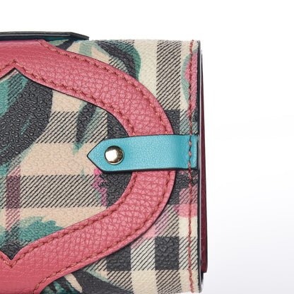 Burberry Haymarket Check Floral Print Chesam Card Case Plum Pink 10 of 14