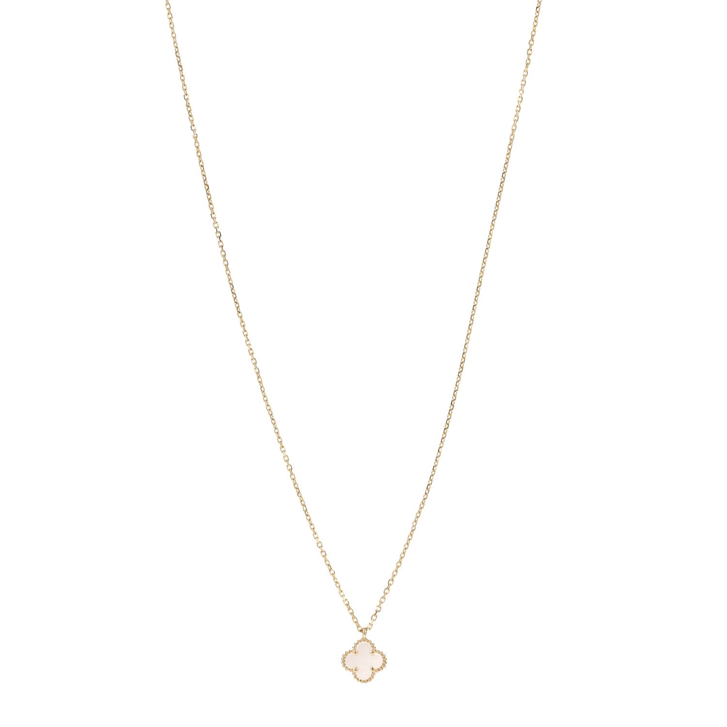 Van Cleef & Arpels 18K Yellow Gold Mother of Pearl Sweet Alhambra Pendant Necklace 1 of 6