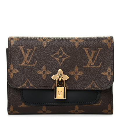 Louis Vuitton Monogram Flower Lock Compact Wallet Black 1 of 7