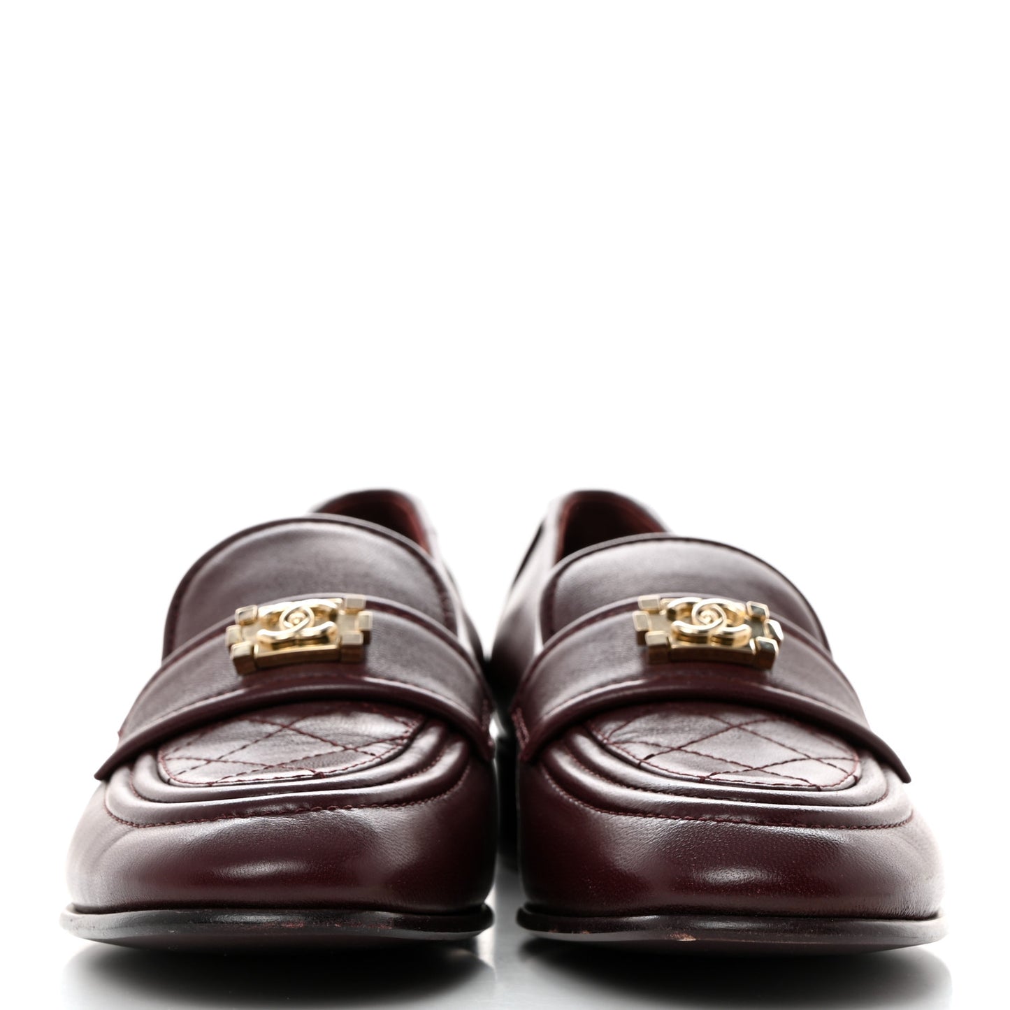 Lambskin Quilted Boy Loafers 37 Burgundy