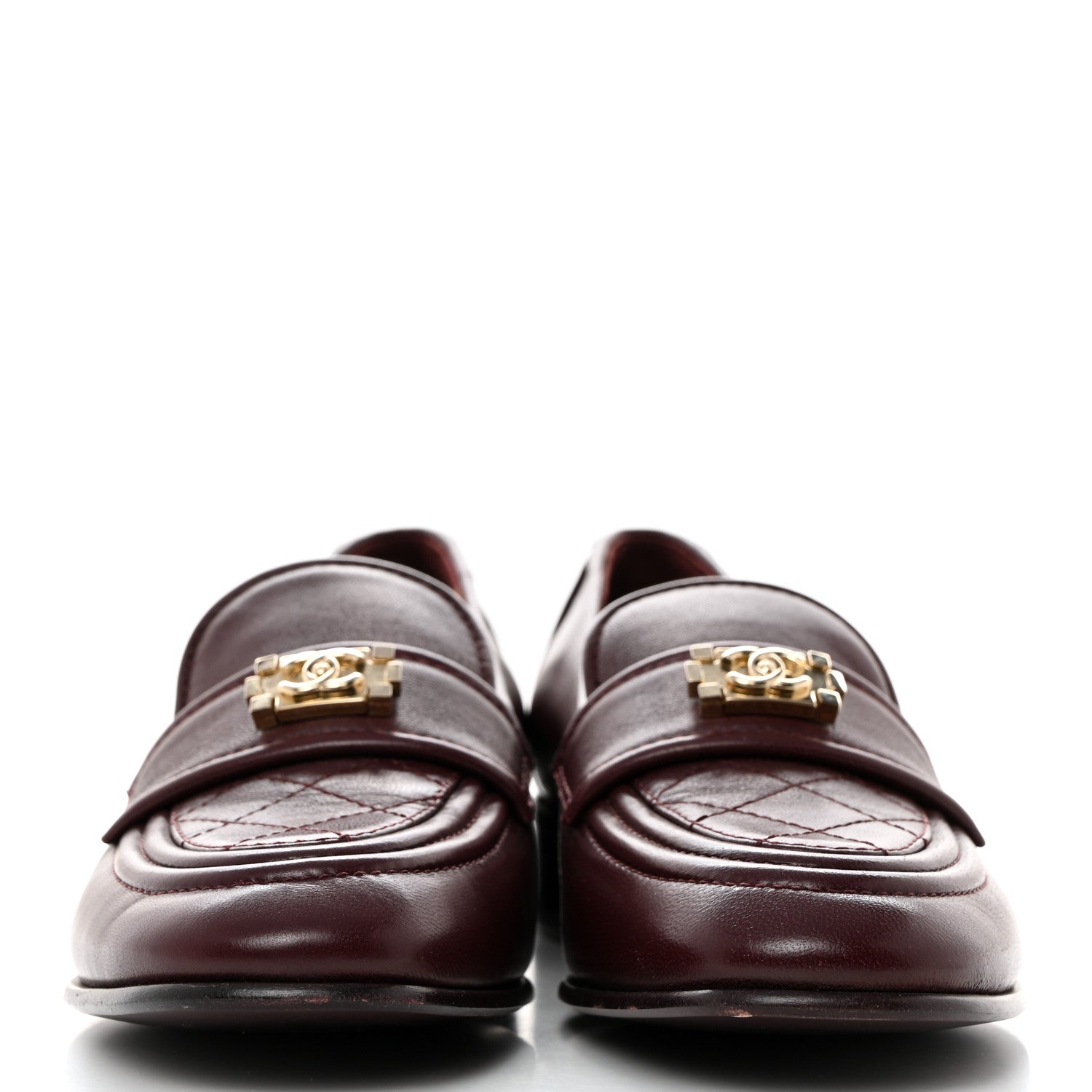 Chanel Lambskin Quilted Boy Loafers 37 Burgundy 2 of 9