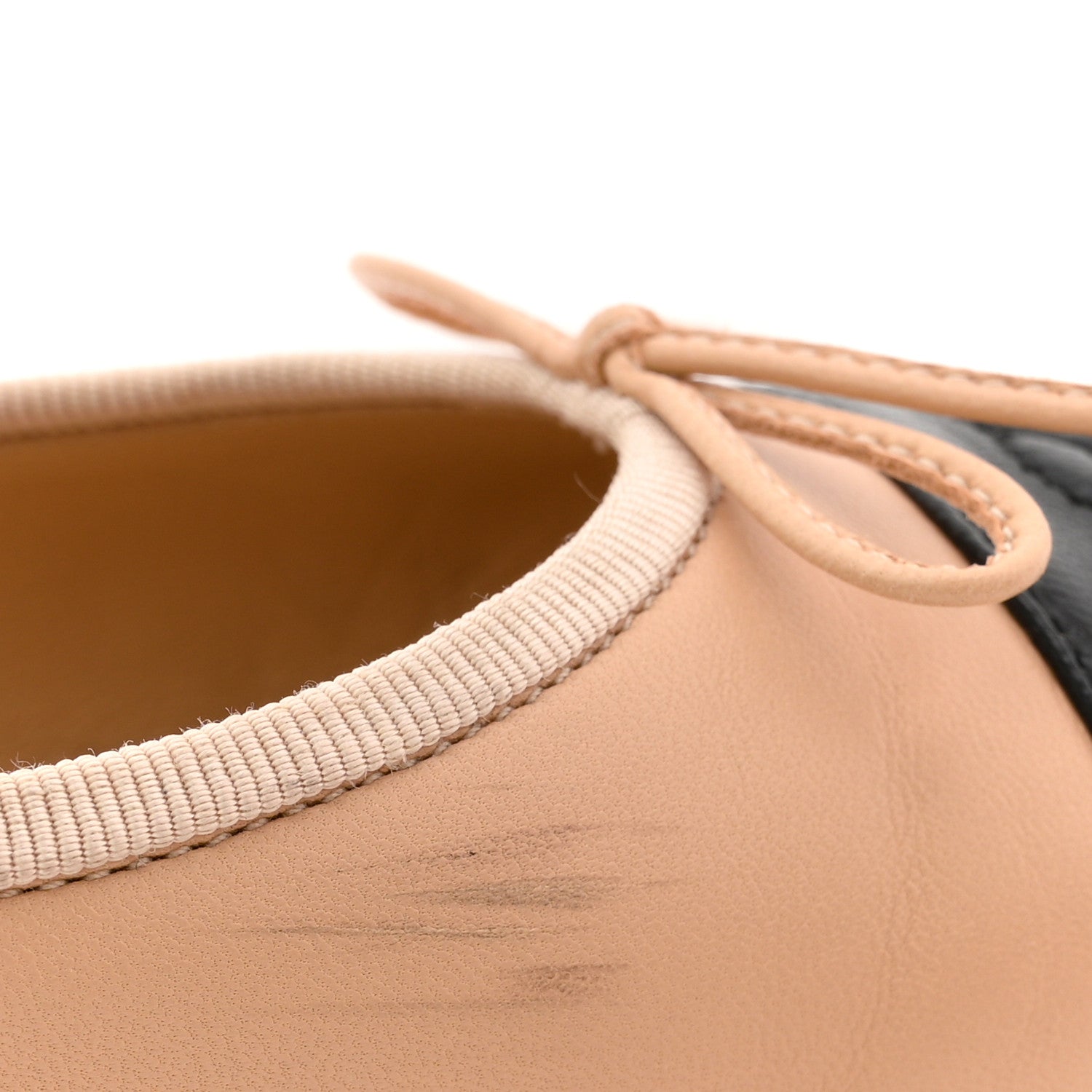 Chanel Lambskin Cap Toe CC Ballerina Flats 36 Beige Black 11 of 15